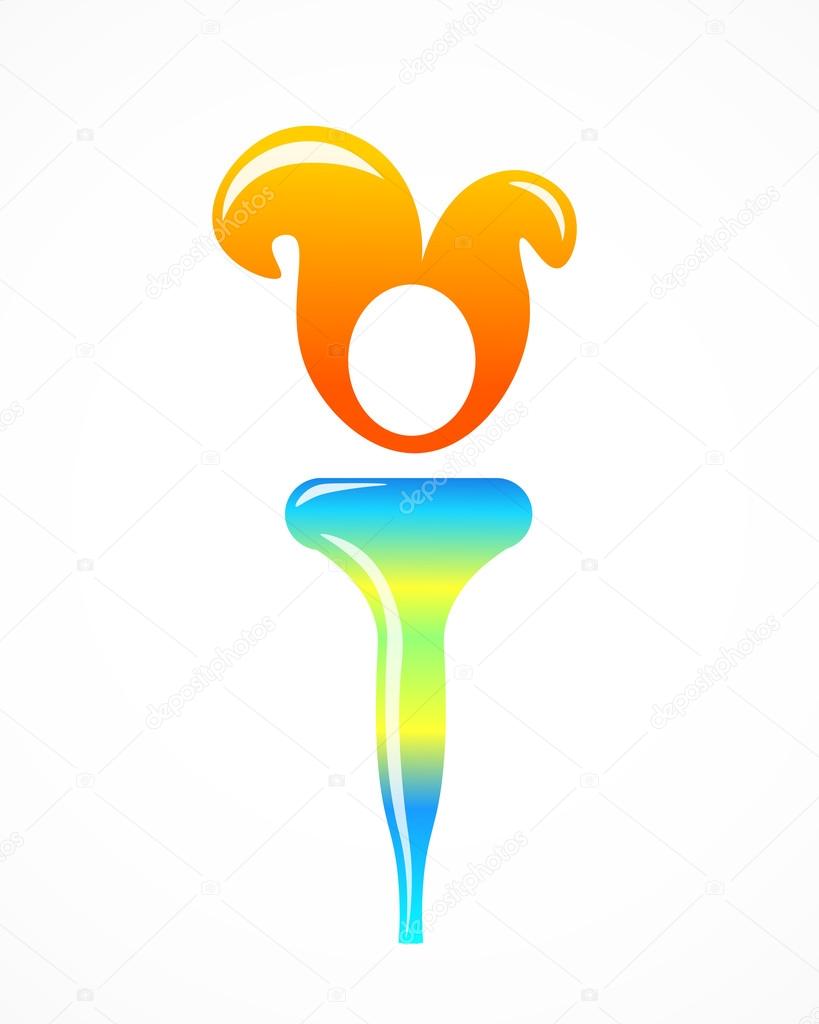 Torch Symbol Illustration. Fire Flame . Vector Icon. Olympic Games Fire. Brazil Flag Colors.