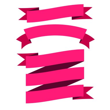 Kırmızı Modern Kurdeleler. Farklı Şekiller. Vektör İzole İllüstrasyon