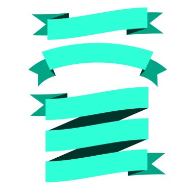 Yeşil Modern Kurdeleler. Farklı Şekiller. Vektör İzole İllüstrasyon