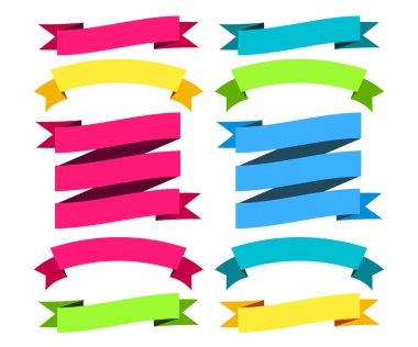 Renkli Modern şeritler büyük kümesi. Farklı şekiller. İllüstrasyon izole vektör