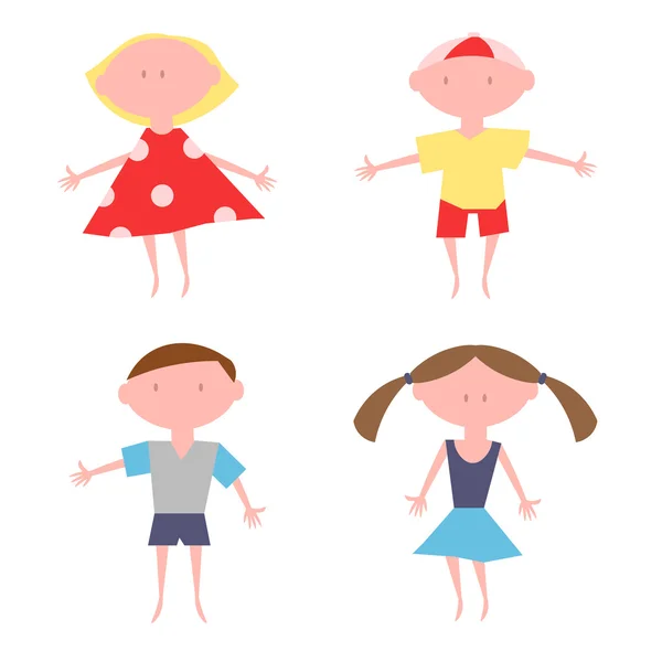 Personajes de niños. Gente pequeña. Vector — Vector de stock