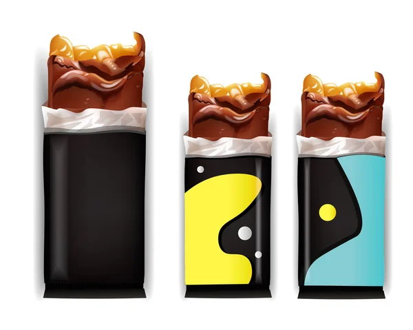 Vector leeg voedselverpakking voor de chocolade Bar. Wrapper Design. Geïsoleerd op witte achtergrond. — Stockvector