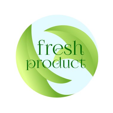 Taze, Vegan, Eko, Organik, Doğal Ürünler için Yeşil Etiket. Beyaz Arka Planda İzole Vektör Tasarımı.