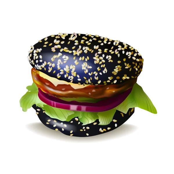 Svart Burger Vector illustration — Stock vektor