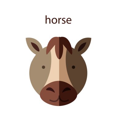 Hat hayvan baş simge seti. Vektör Illustration.Horse