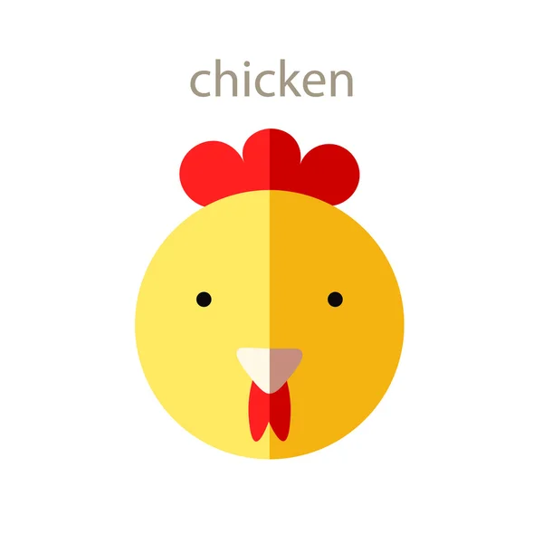 Vonal állati fej Icon Set. Vektoros Illustration.Chicken — Stock Vector
