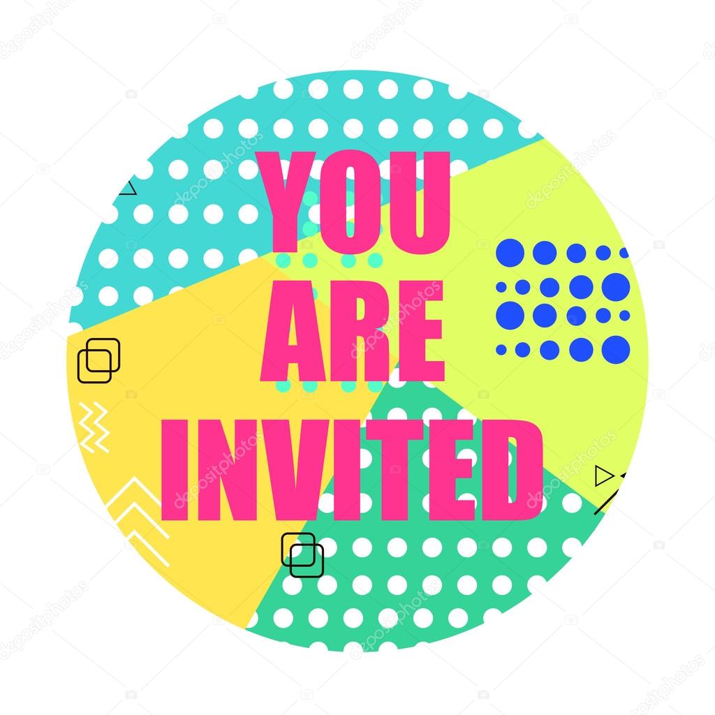 You are invited modern flyer. Invitation card. vector illustration in memphis style