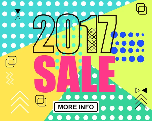 2017 new year and merry christmas sale. Geometric memphis style with shapes. Vector Illustration — Stock Vector