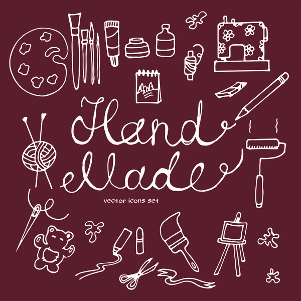 Vetor mão desenhada ícones conjunto de ferramentas feitas à mão —  Vetores de Stock