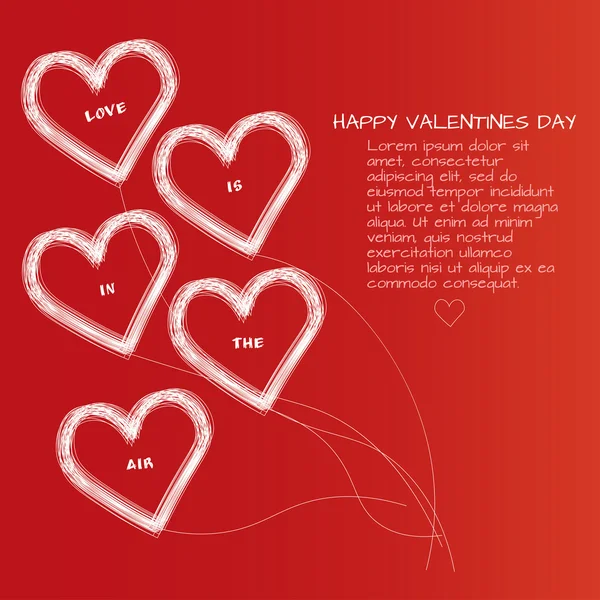 Tarjeta de San Valentín con cinco corazones de línea con texto — Archivo Imágenes Vectoriales
