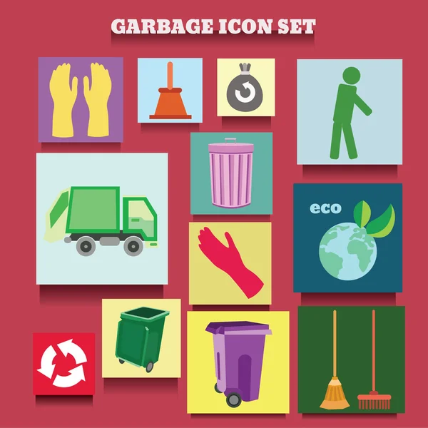 Vector icono colección de basura y tema de limpieza — Vector de stock