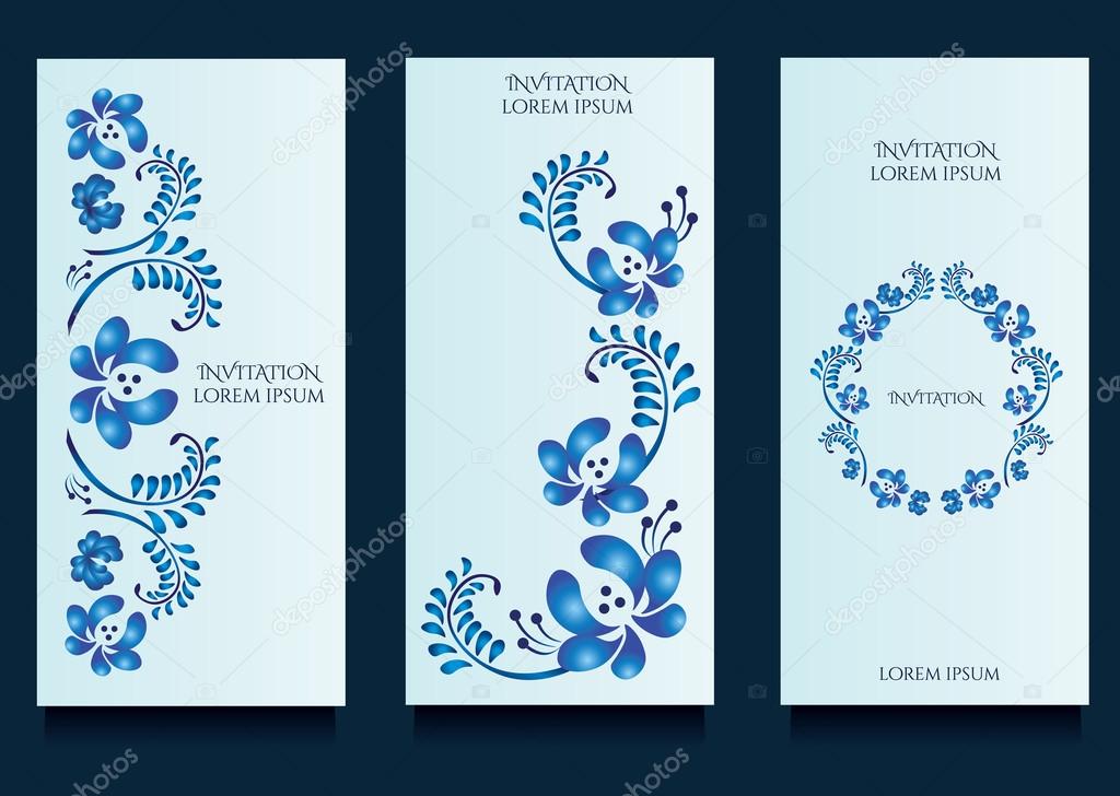 Decorative templates for invitations and greeting cards at gzel floral unique style