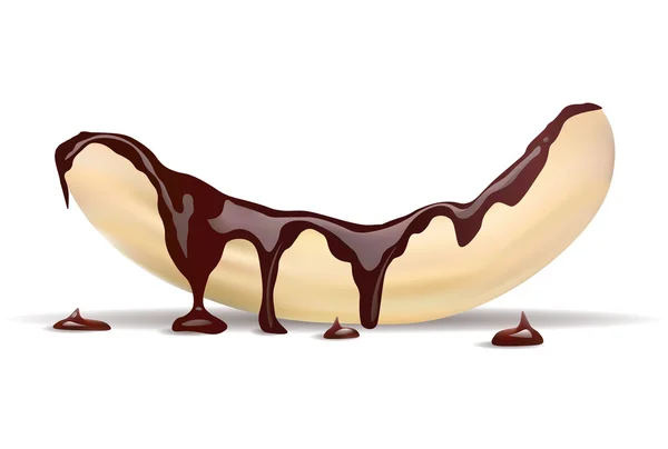 Vector isolerade banan och choklad Illustration på vit bakgrund — Stock vektor