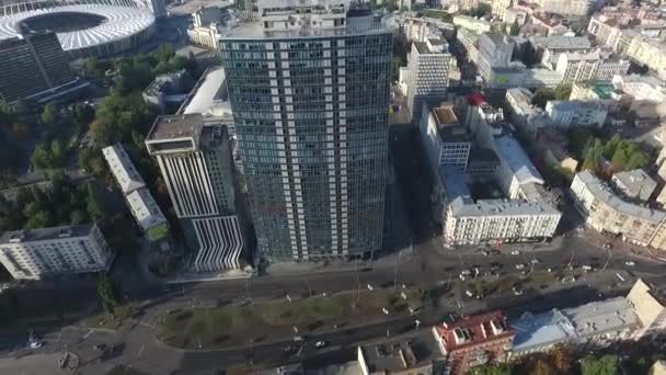 Letecký snímek. Mrakodrap. Centrum města. Kyjev Ukrajina — Stock video