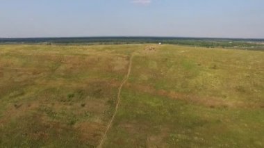 Paraşüt, yamaç paraşütü havadan görünümü. Kiev Ukrayna'da Yamaç Paraşütü kulübü