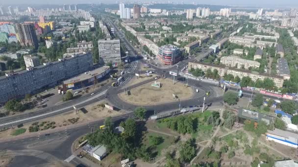 Carrefour routier de la ville aérienne. Kiev Ukraine Place Leningradska 