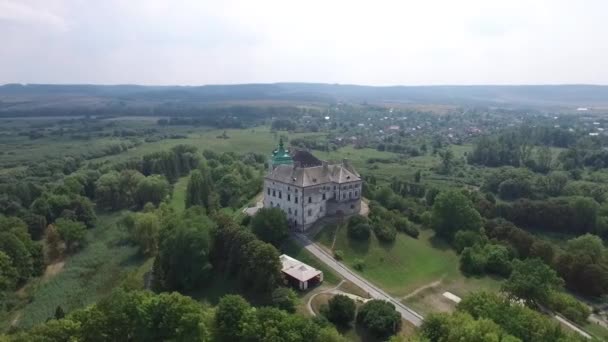 Aerial Old Castle. Summer in Ukraine. Olesskyi Castle — Stock Video