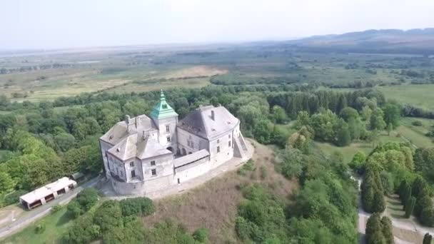 Castillo Viejo Aéreo. Verano en Ucrania. Castillo de Olesskyi — Vídeo de stock