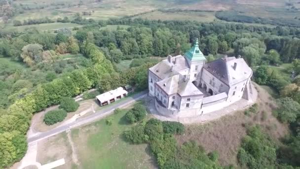 Aerial Old Castle. Summer in Ukraine. Olesskyi Castle — Stock Video