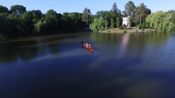 Aerial national park with lakes, cliffs, islands. tourist Centre of Ukraine Uman — Stock Video