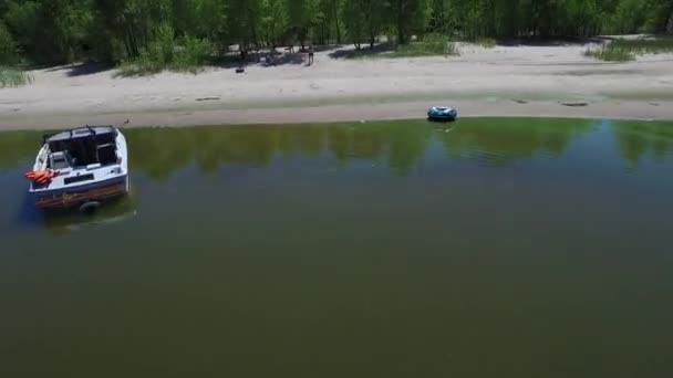 Aerial beach party. Svetlovodsk city Ukraine. — Stock Video