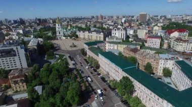 Aerial Kiev View Sophia Katedrali, Ukrayna. Sophia Meydanı. Aerail kentsel mahalleler