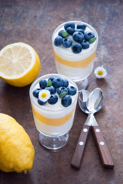Лимонний лохини десерт — стокове фото
