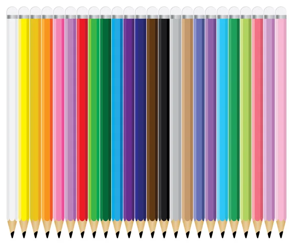 Beautiful pencil isolated on white background. There are many beautiful pastel colors on a white background. — Stock Vector