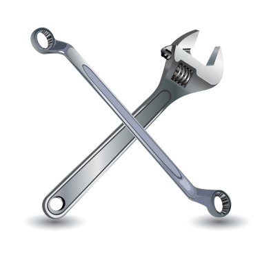 İngiliz anahtarı ve beyaz arka plan üzerinde izole nesne aracı.