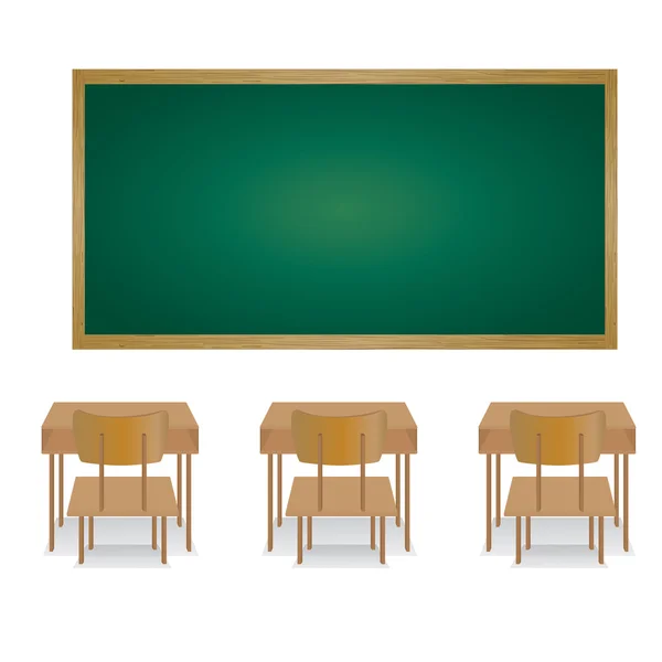 Bentornati a scuola e in classe. Illustrazione di un'aula vuota . — Vettoriale Stock