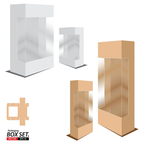 Design de caixa de embalagem. Box set isolado no fundo branco . —  Vetores de Stock