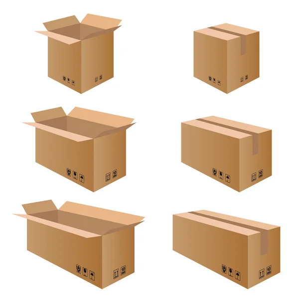 Confezione scatola di raccolta. Scatola di imballaggio per carta isolata su sfondo bianco . — Vettoriale Stock