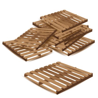 Ahşap palet beyaz arka plan üzerinde izole. Ahşap palet taşıma ve yük taşıma.