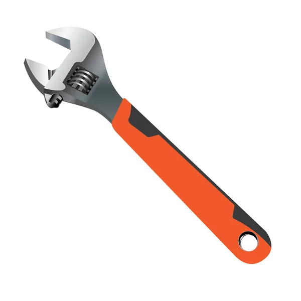 Objektwerkzeug. Schraubenschlüssel auf orangefarbenem und dunkelgrauem, isoliert auf weißem Hintergrund. Werkzeugservice. — Stockvektor