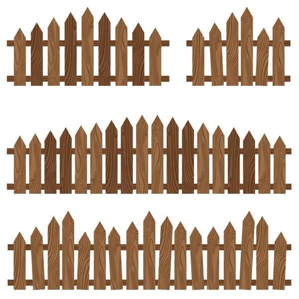 Clôture en bois. Clôture en bois isolée sur fond. Clôture en bois brun . — Image vectorielle