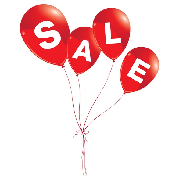 Ballons concept de VENTE pour les magasins et les événements. Ballons rouges avec vente sur fond blanc . — Image vectorielle
