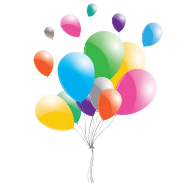 Beyaz bir arka plan üzerinde renkli balonlar. Balon üzerinde sky.