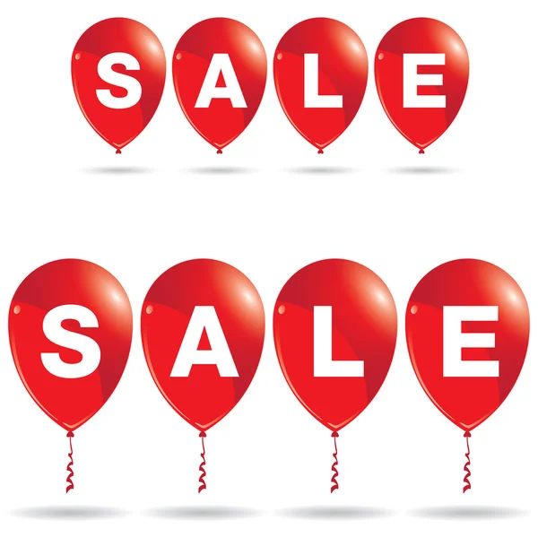 Red balloons with sale discount isolated on white background. Balloons with sale. — Stock Vector