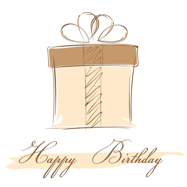 白いカードの背景に分離されたお誕生日おめでとうアン ブラウン ギフト ボックス. — ストックベクタ
