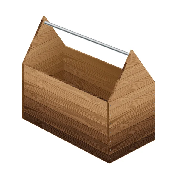 白色背景上的工具盒。木制工具盒. — 图库矢量图片