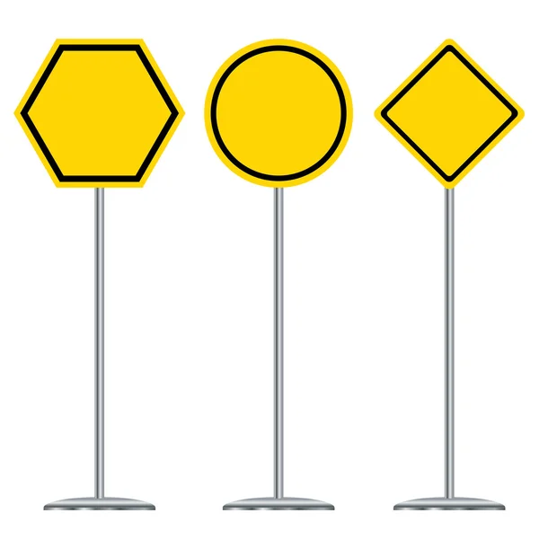 Conception de panneaux de signalisation. Conception de panneaux de signalisation noirs et jaunes . — Image vectorielle