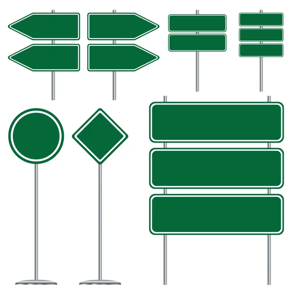 Projeto de sinal de estrada verde e branco em branco no fundo branco . —  Vetores de Stock