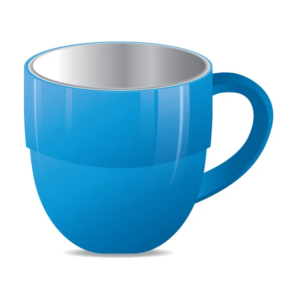Kék csésze elszigetelt fehér háttér. — Stock Vector