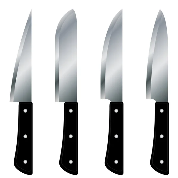 Набір кухонних ножів ізольований на білому тлі . — стоковий вектор