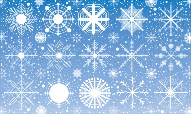 Mavi arkaplanda kar taneleri.