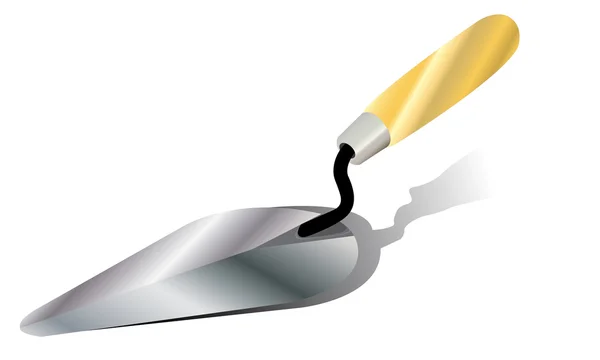 Trowel with Wooden Handle isolated white background. — Stock Vector