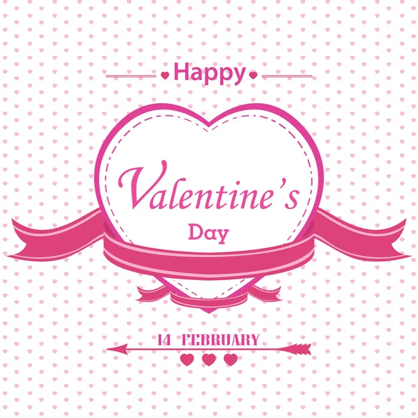 Valentinstag mit vollem rosa Herz auf weißem Hintergrund. — Stockvektor