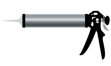 Aracı. El aracı. Alüminyum Caulking beyaz arka plan üzerinde izole silah.