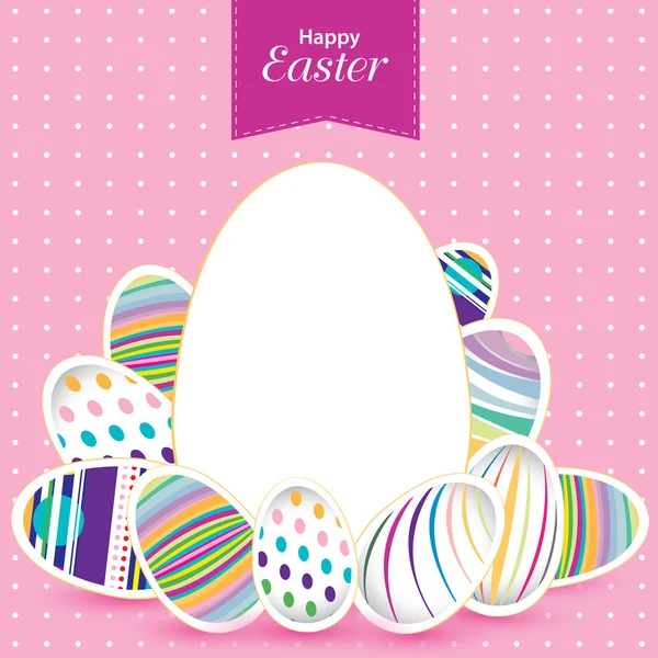 Easter day for egg on vector design. Colorful pattern for eggs. Colorful egg on pink background. — Stock Vector