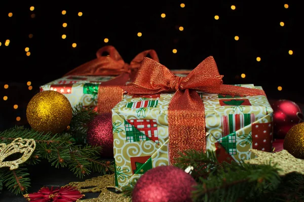 Christmas decorations on the wooden background Stock Image